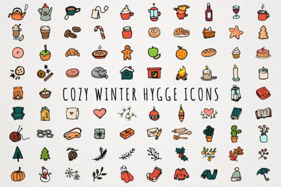 Download Cozy Hygge Icons Clipart Set - Set Collection