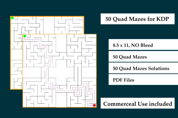 Download 50 Quad Mazes for KDP Activity Book Kids - Premium Resources
