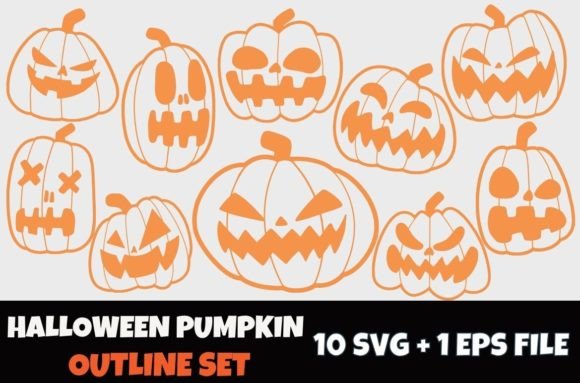 Download Pumpkin Outline Illustration SVG Set - Set Collection